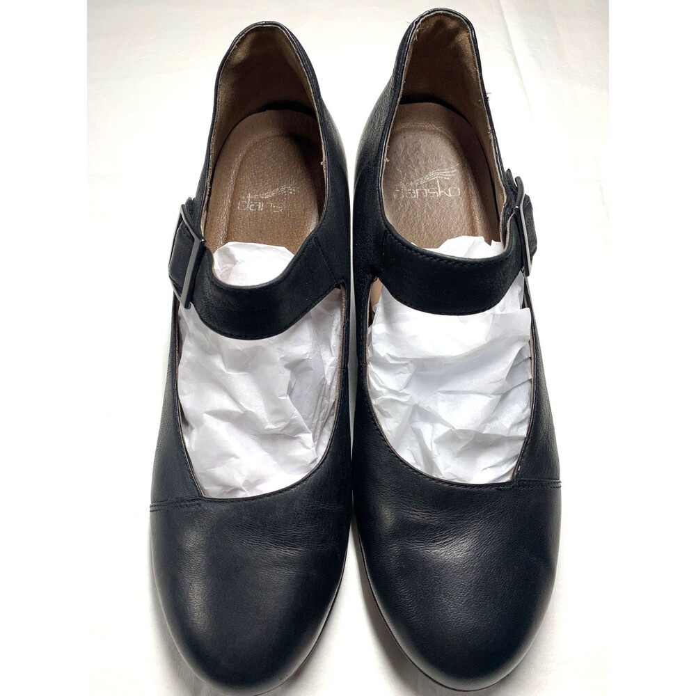 Dansko Roxanne Black Leather Mary Jane Heels Shoes Womens Size EU 40 US 9.5 10